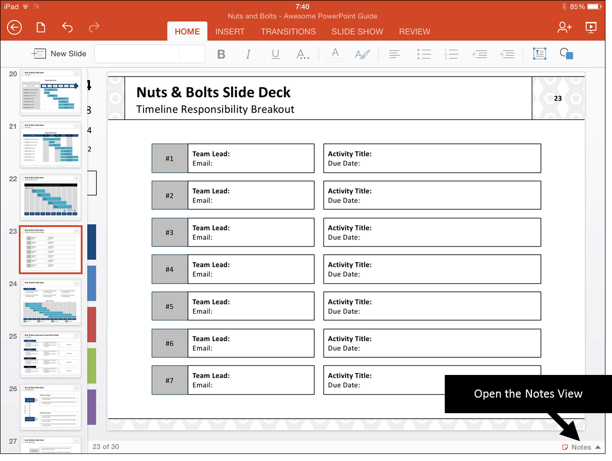 PowerPoint for iPad Notes Pane #1 Opening