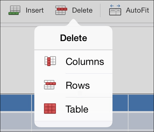 PowerPoint for iPad Table Tab #5 Table Delete
