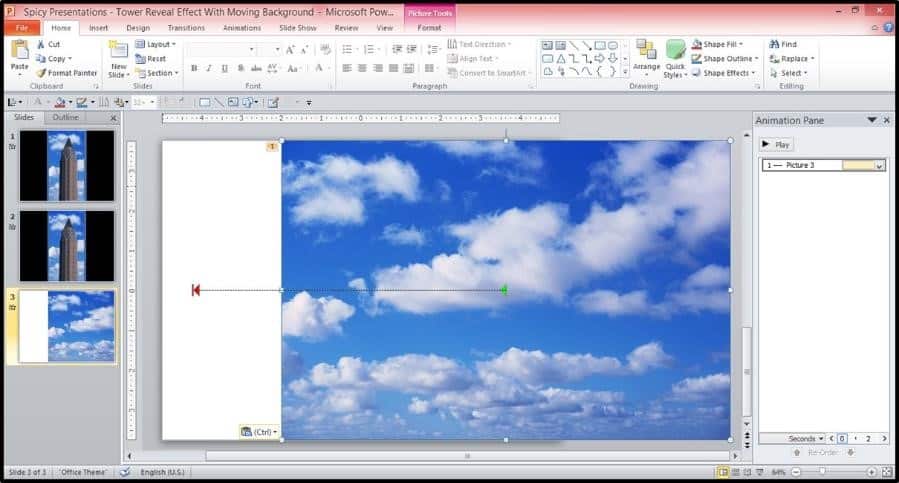 Bonus Window PowerPoint Animation Trick Step #1 - Copy and Paste the Sky Animation