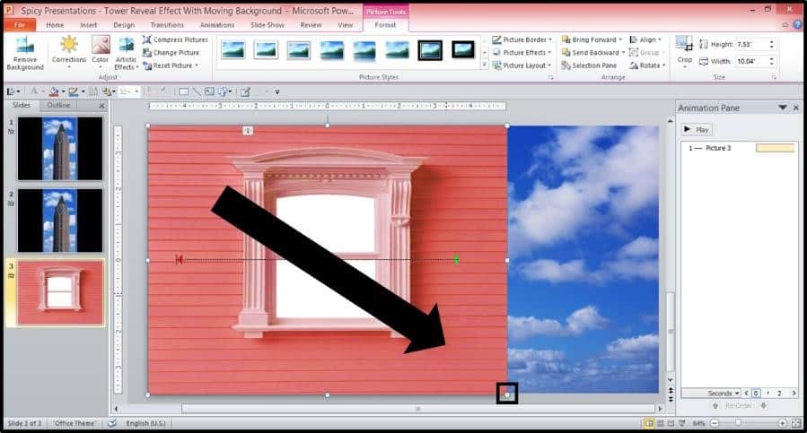 Bonus Window PowerPoint Animation Trick Step #3 - Extend The Window Across the Slide