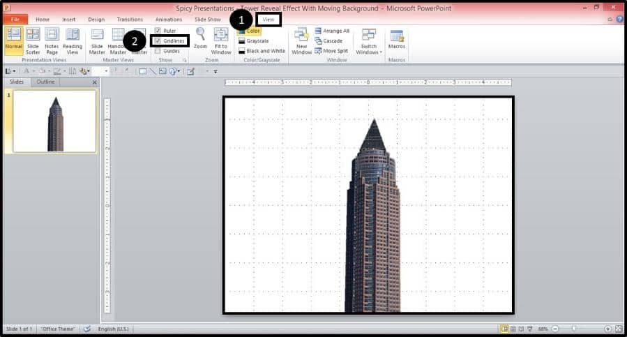 PowerPoint Reveal Animation Trick Part 2 Step #1 - Turn On the PowerPoint Gridlines