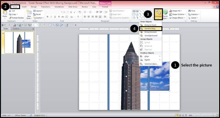PowerPoint Reveal Animation Trick Part 2 Step #3 - Send Picture to the Back