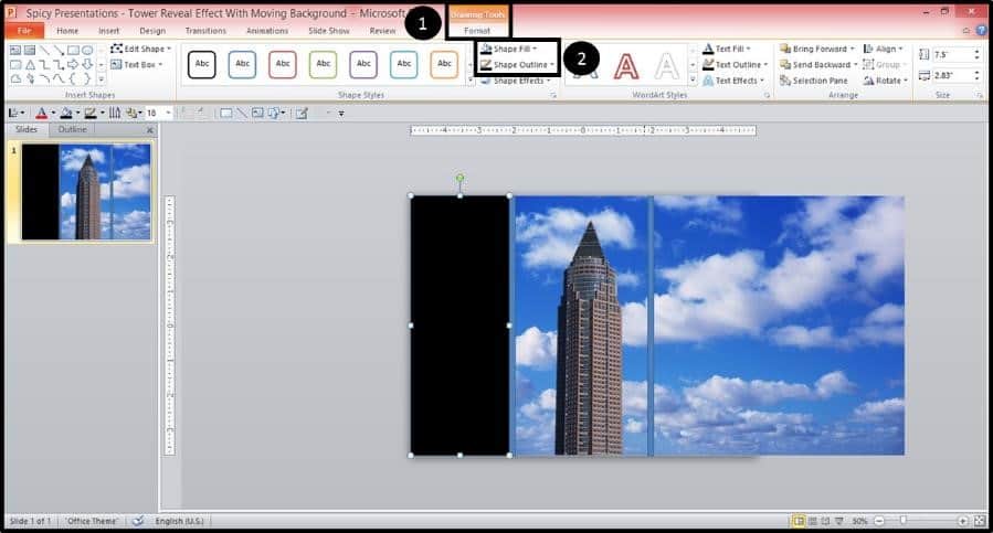PowerPoint Reveal Animation Trick Part 2 Step #5B - Format the Rectangle