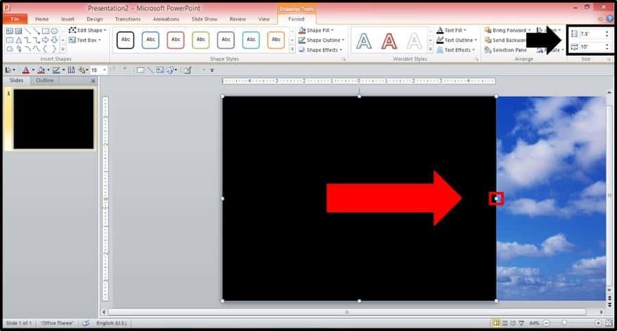 PowerPoint Reveal Animation Trick Part 2 Step #5C - Resize the Rectangle