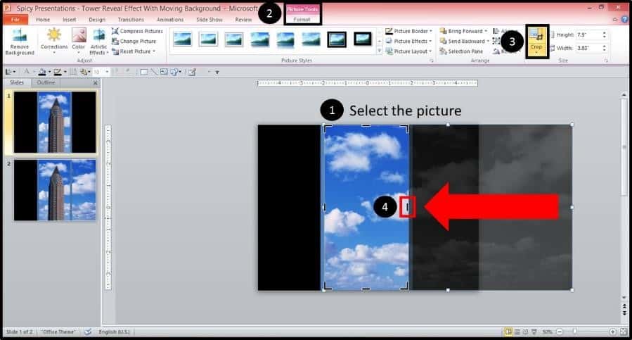 PowerPoint Reveal Animation Trick Part 2 Step #8 - Crop the Background Image