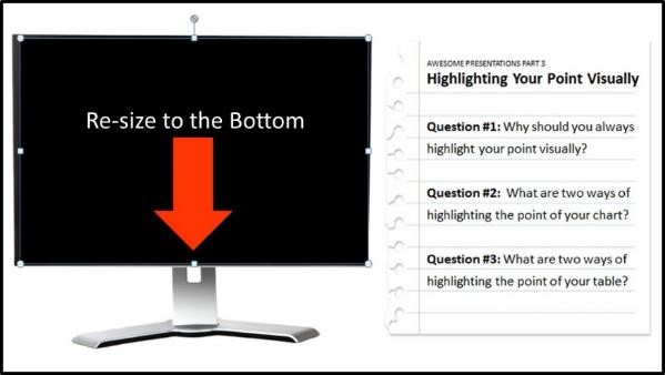 Use of the white resizing handles on your video to resize the video to fit your PowerPoint layout