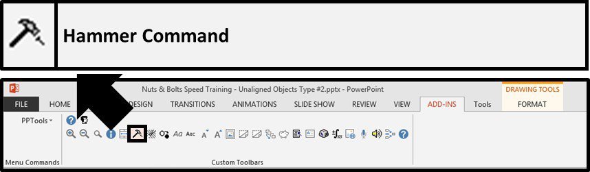 Example of the hammer command icon that you will find on the PPTools add-in