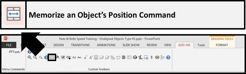 Example of the command icon for memorizing an object's position in PowerPoint using the PPTools add-in