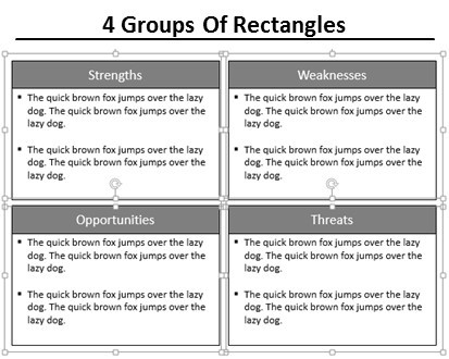 four groups of rectangles in PowerPoint