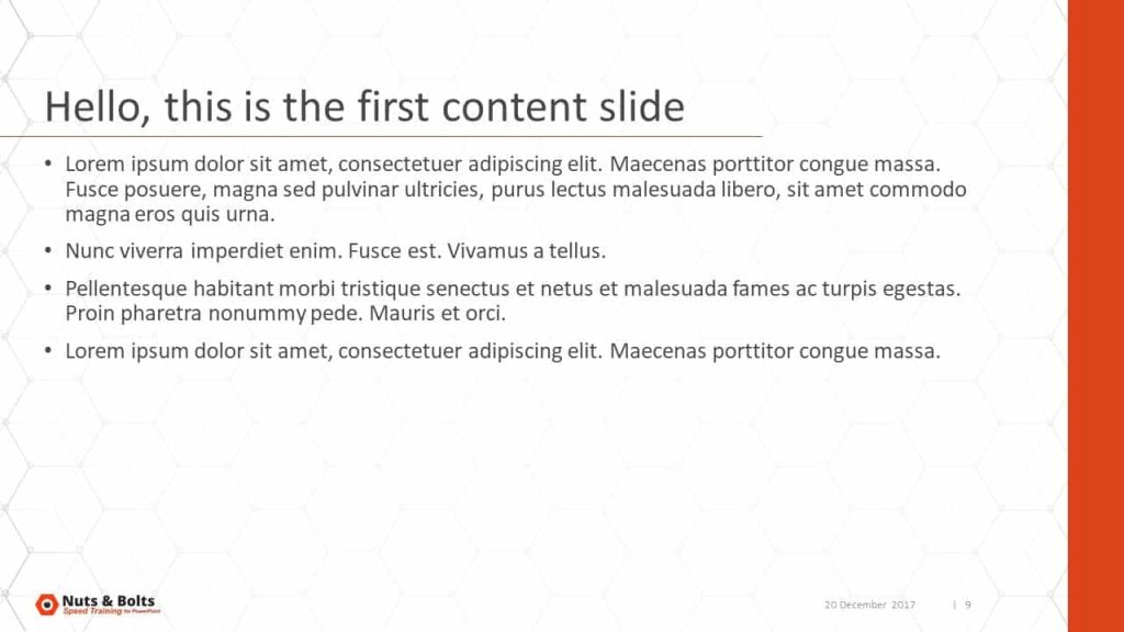 Example of a title and content PowerPoint slide layout