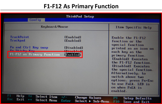 In the keyboard mouse menu, Enable the F1 through F12 as Primary Function