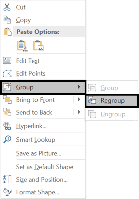 group or ungroup shapes, pictures, or other objects in word for mac