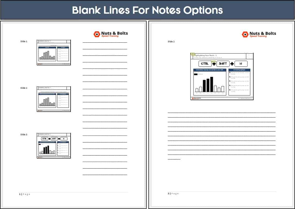 print presentation slide with notes