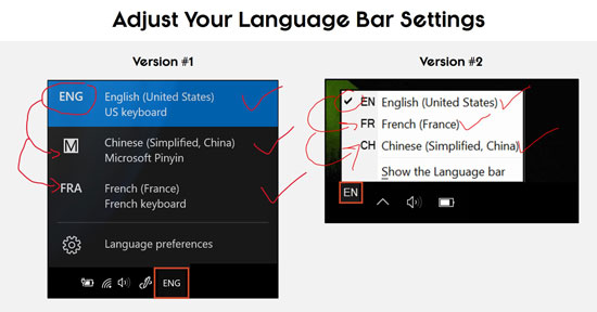 Adjusting your language bar settings can free up your shortcuts that are not working