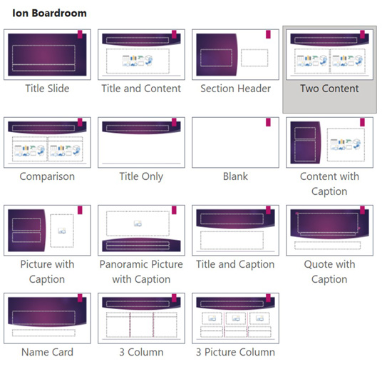 Example of the Ion Boardroom PowerPoint template