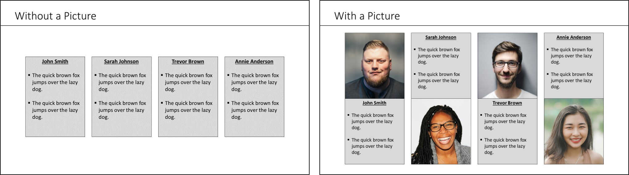 Example of a PowerPoint slide with and without images