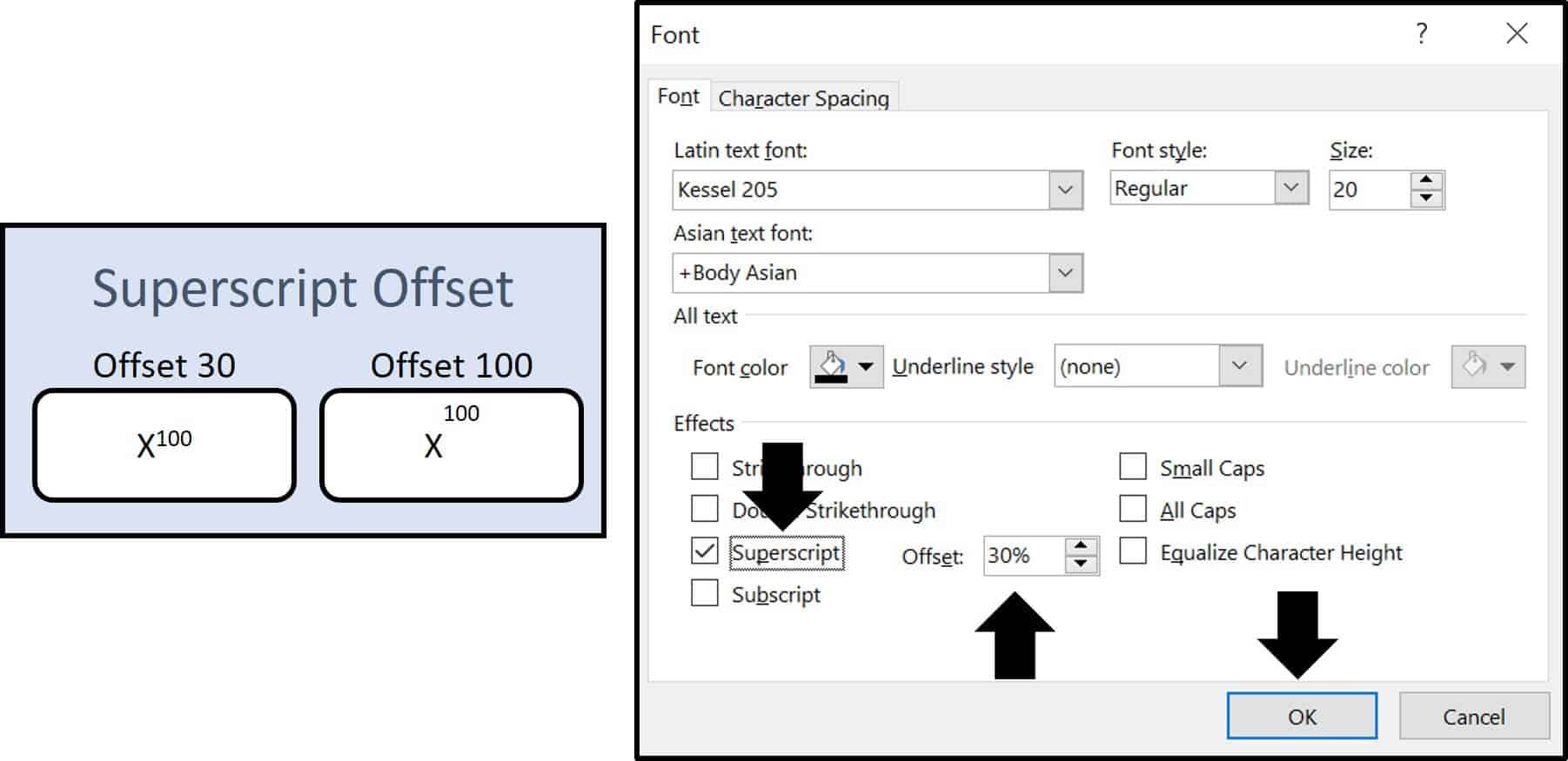 how to write subscript and superscript in word