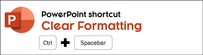 The clear formatting shortcut in PowerPoint is control plus spacebar