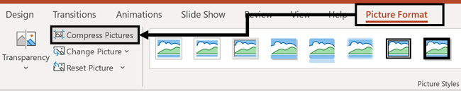 powerpoint reduce size of presentation