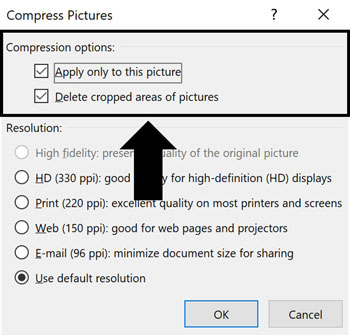Choose your compression options for your images in PowerPoint