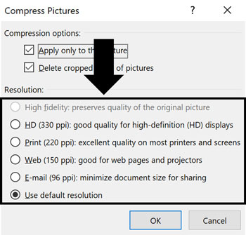 powerpoint reduce size of presentation