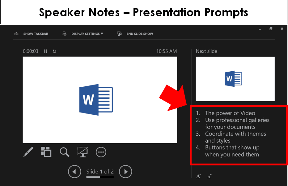 view speaker notes in presentation