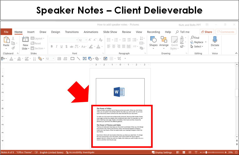 speaker notes in powerpoint presentation