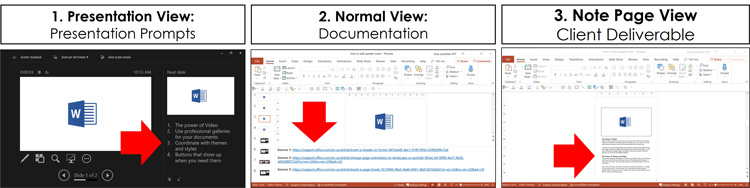 There are three different ways to use speaker notes in PowerPoint: presentation prompts, documentation and as a client deliverable.