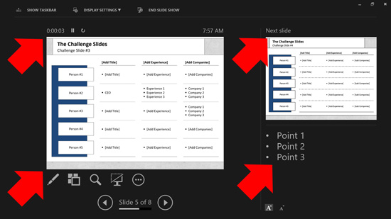 Example of running a PowerPoint presentation in Presenter View
