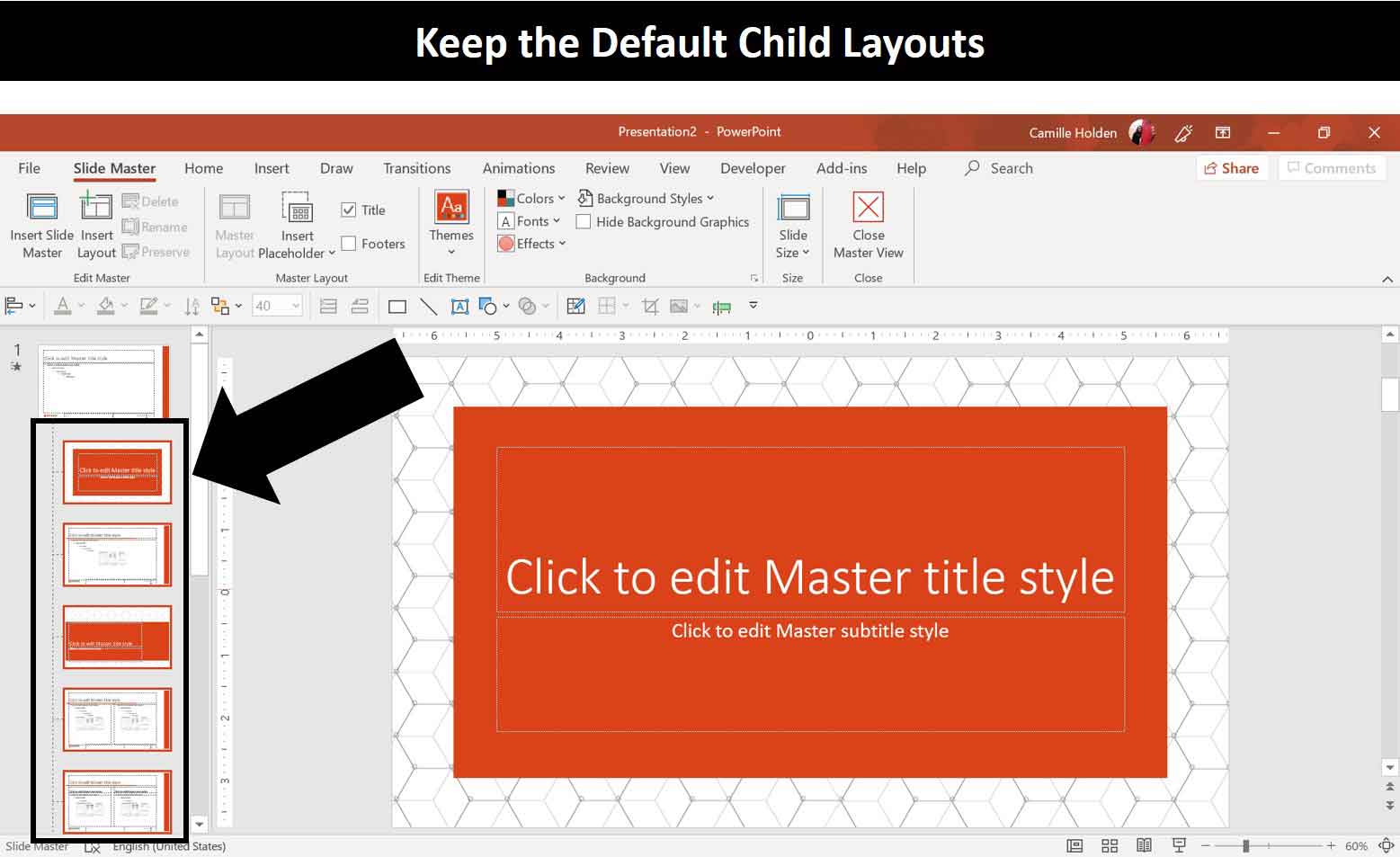 Don't delete the child slide layouts on your slide master if you are saving your presentation as a template