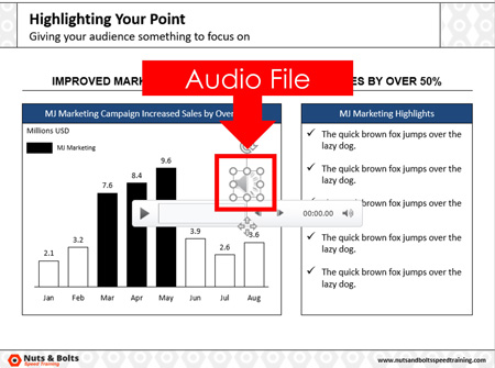 Example of an audio file added to a PowerPoint presentation