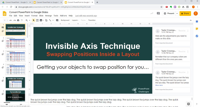 Example of a PowerPoint presentation converted into Google Slides