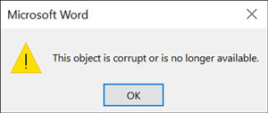 Microsoft Word warning if your presentation has been moved or renamed on your computer