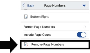 How to add page numbers in Word mobile app options