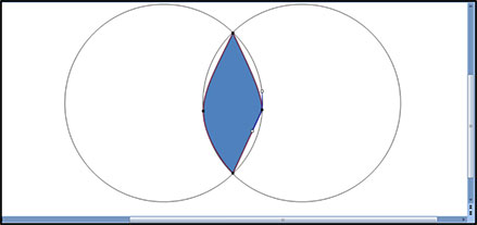 Using the edit points option, stretch out your shape to fit the overlapping parts of the venn diagram in PowerPoint