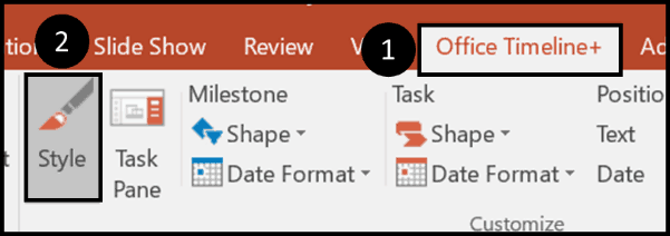 Click the Office Timeline tab and select the Style command