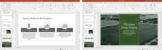 Example slides using PowerPoint icons and background pictures
