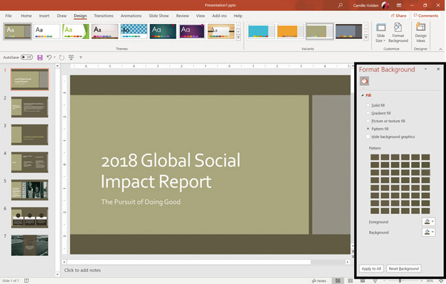 The format background pane in PowerPoint