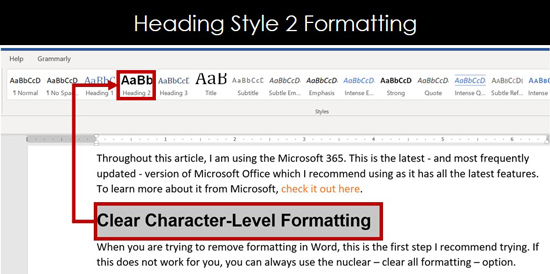 different types of formatting in word