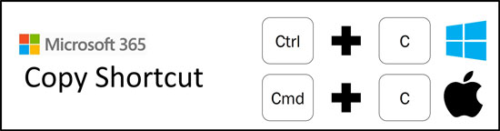 The copy shortcut is control plus C on a PC and command plus C on a Mac