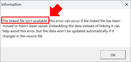 This broken link chart warning means that your PowerPoint chart is no longer referencing the external Excel spreadsheet.