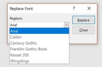 Inside the dialog box, select the font style you want to replace