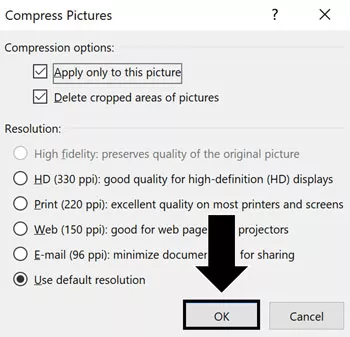 compress powerpoint file 2016