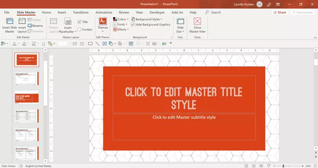Example of the custom powerpoint template I will create in this tutorial