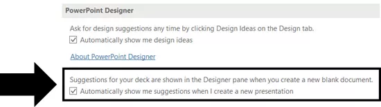 New option to show the Designer pane for new blank presentations in PowerPoint