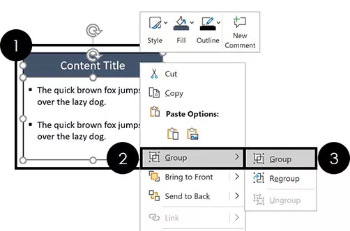 Right-click your selected objects and select the group command to group your objects together