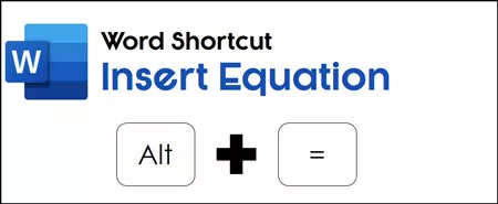The insert equation shortcut is Alt plus the Equal Sign