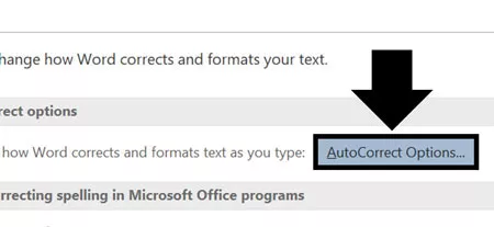 Select Autocorrect Options in the Proofing tab