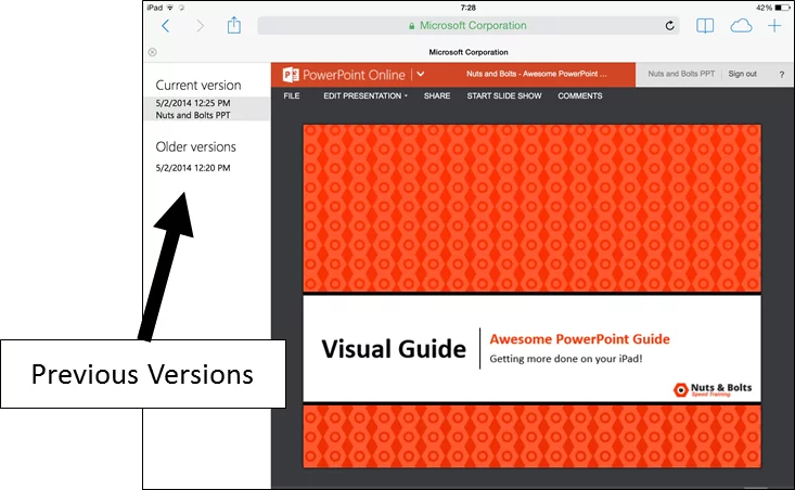 powerpoint on ipad how to see notes