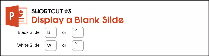 Hit B or W to display a black or white slide during a presentation